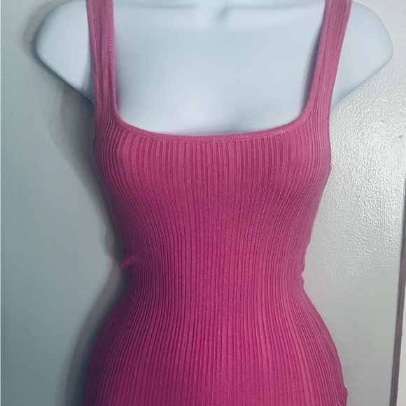 Pink Ribbed Midi Dress - Picture 3 of 4